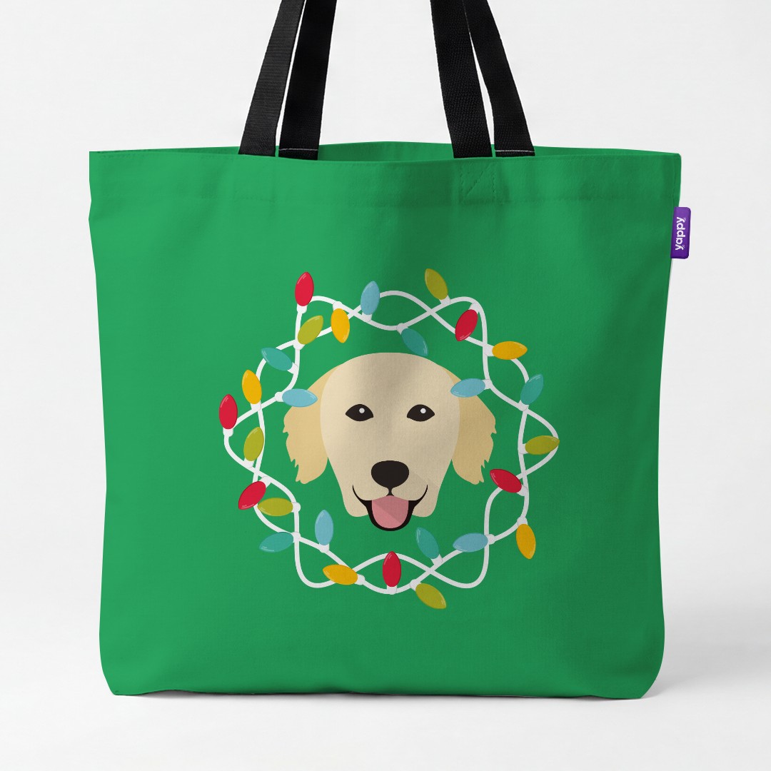 'Christmas Lights' - Personalized {breedCommonName} Canvas Bag