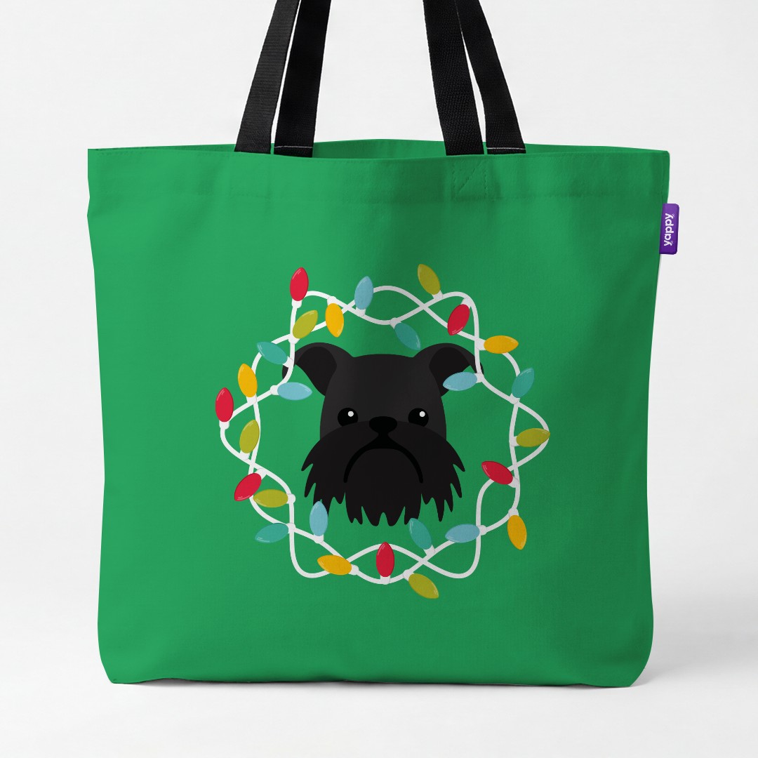 'Christmas Lights' - Personalised {breedCommonName} Canvas Bag