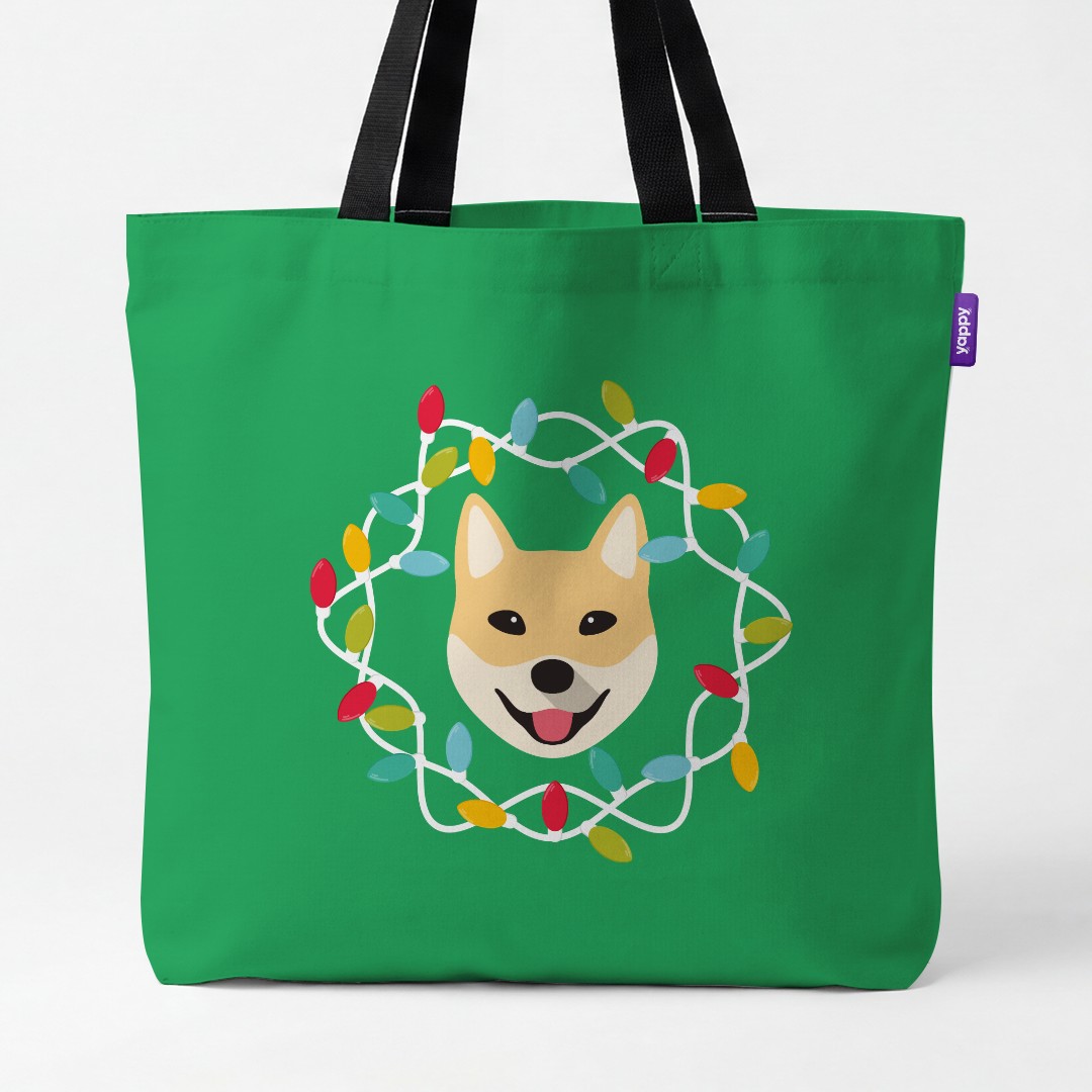 'Christmas Lights' - Personalised {breedCommonName} Canvas Bag