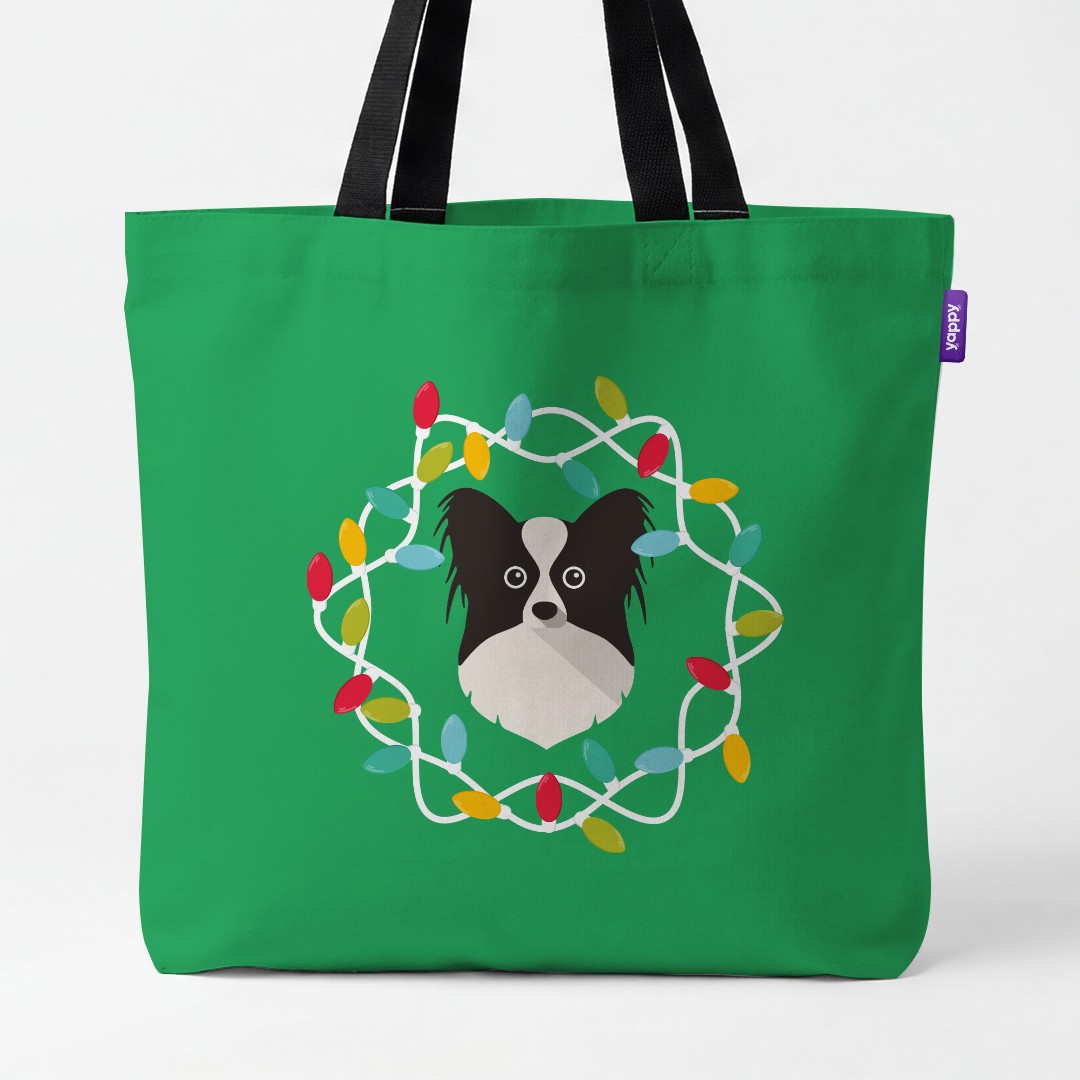 'Christmas Lights' - Personalised {breedCommonName} Canvas Bag