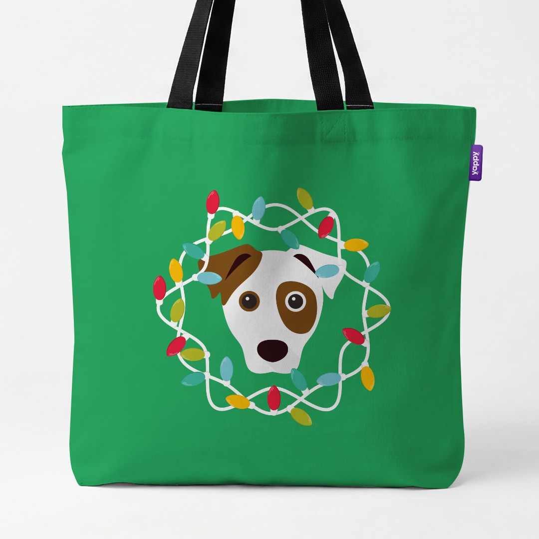 'Christmas Lights' - Personalised {breedCommonName} Canvas Bag