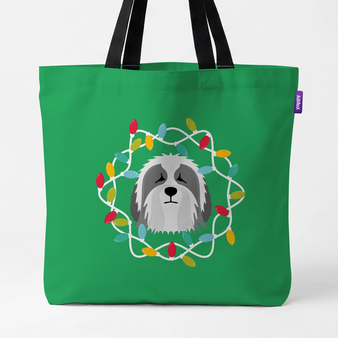 'Christmas Lights' - Personalized {breedCommonName} Canvas Bag
