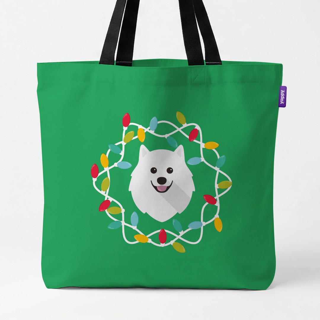 'Christmas Lights' - Personalised {breedCommonName} Canvas Bag