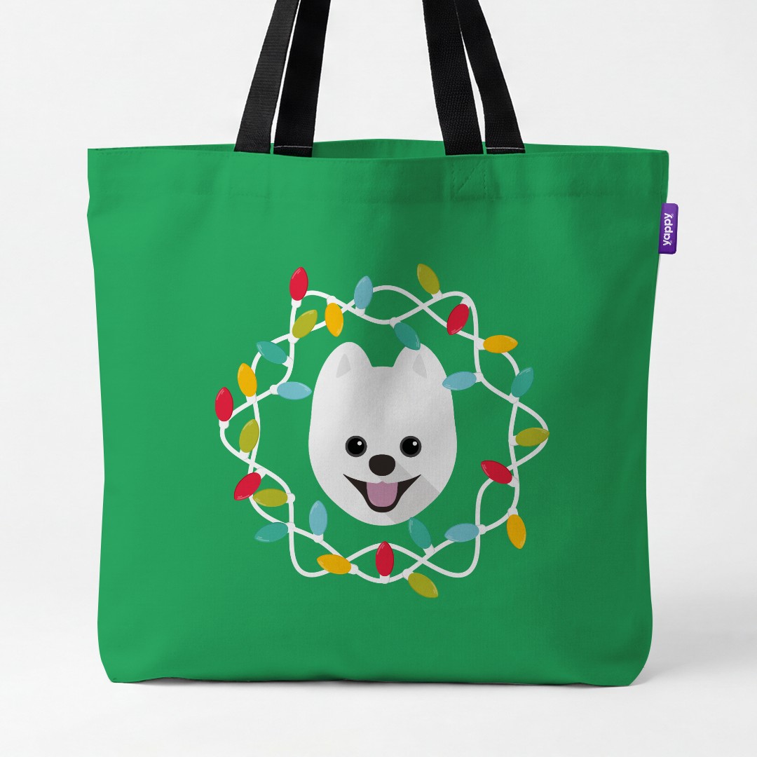 'Christmas Lights' - Personalised {breedCommonName} Canvas Bag