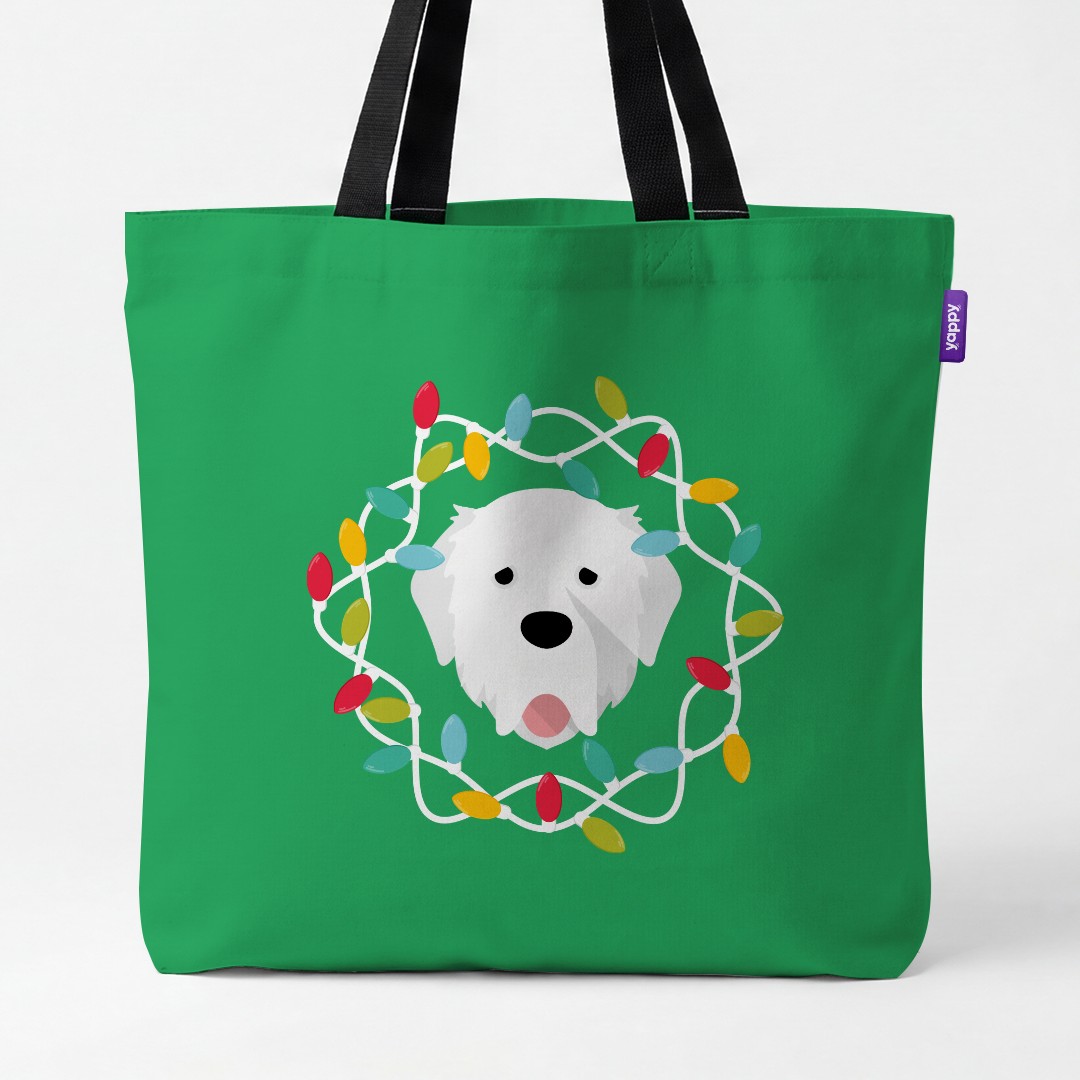 'Christmas Lights' - Personalised {breedCommonName} Canvas Bag