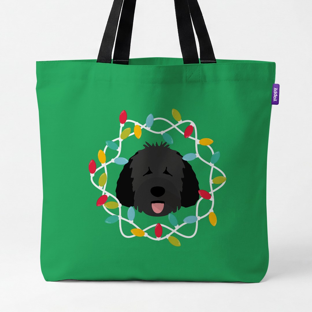 'Christmas Lights' - Personalised {breedCommonName} Canvas Bag