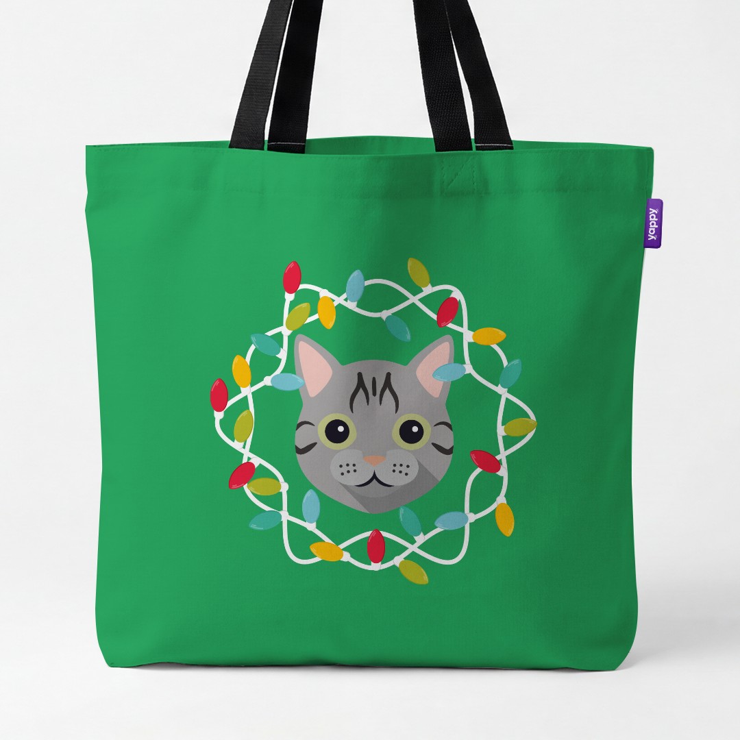 'Christmas Lights' - Personalised {breedCommonName} Canvas Bag