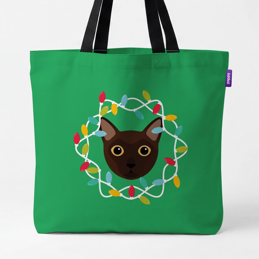 'Christmas Lights' - Personalised {breedCommonName} Canvas Bag