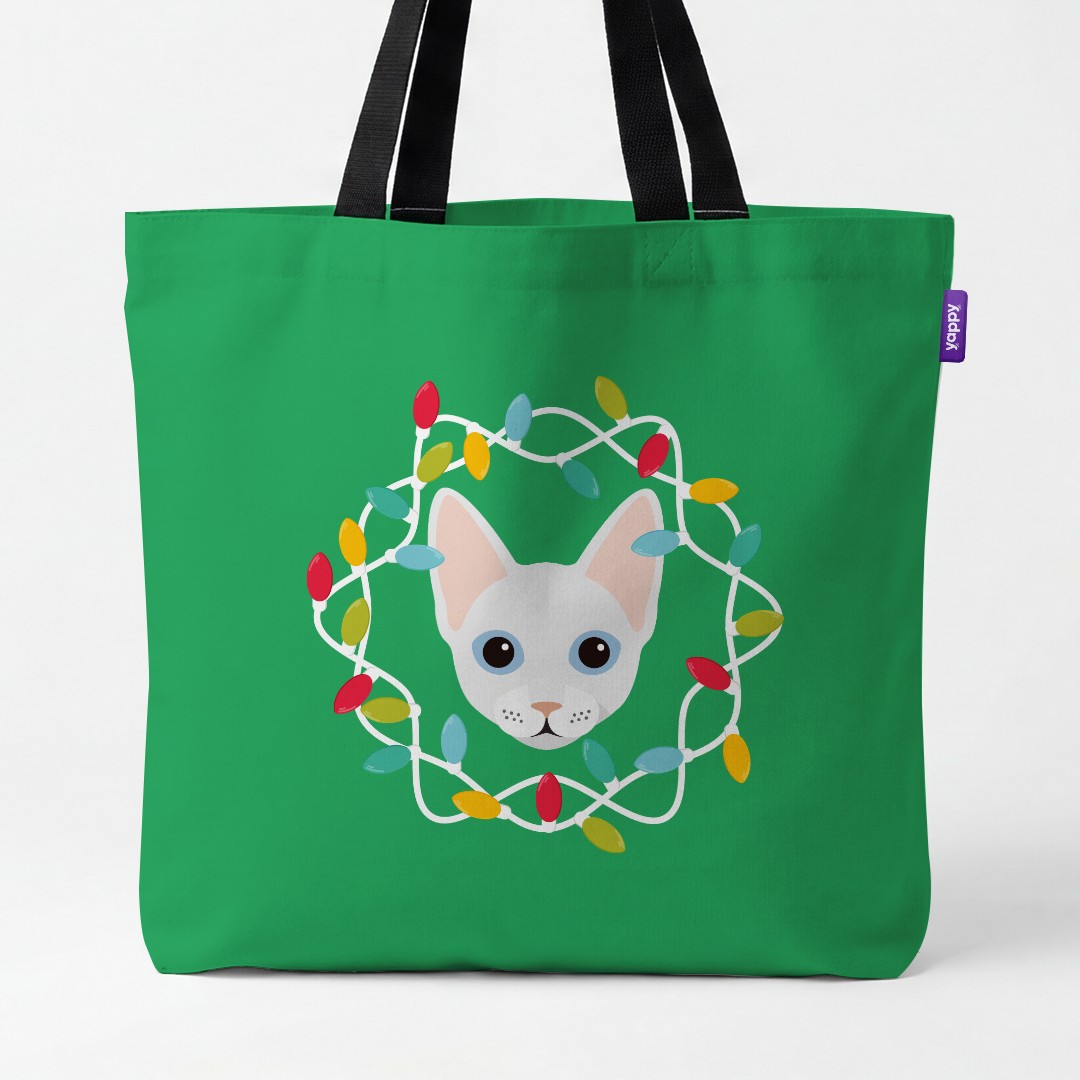 'Christmas Lights' - Personalised {breedCommonName} Canvas Bag