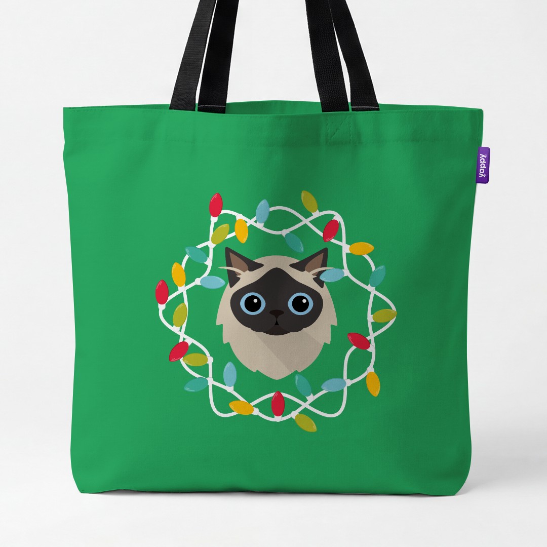 'Christmas Lights' - Personalised {breedCommonName} Canvas Bag
