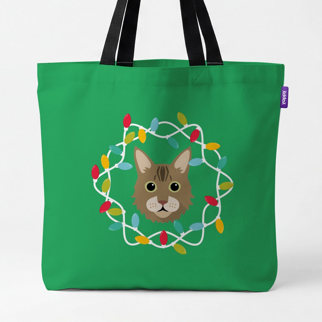'Christmas Lights' - Personalized {breedCommonName} Canvas Bag