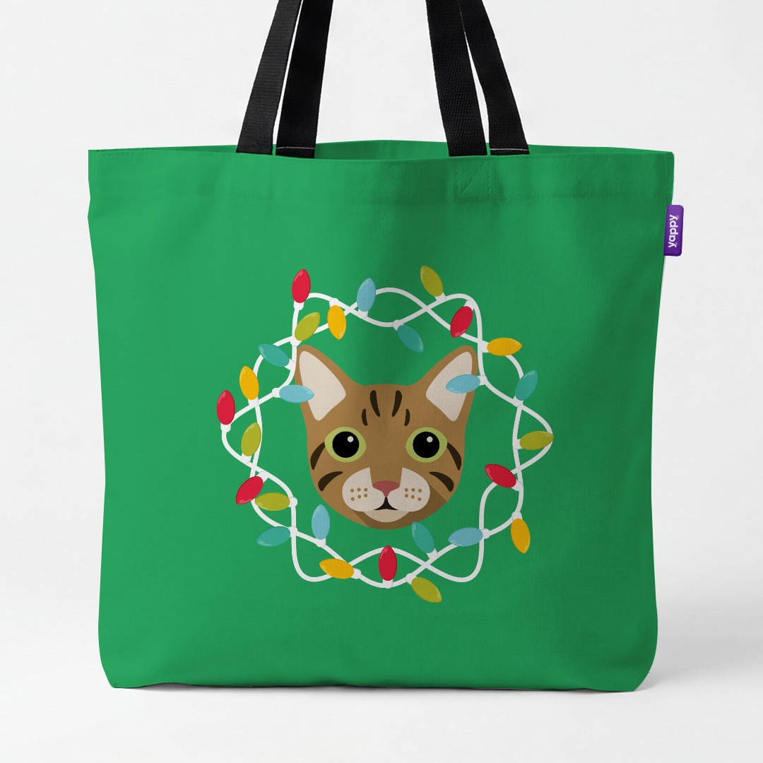 'Christmas Lights' - Personalised {breedCommonName} Canvas Bag