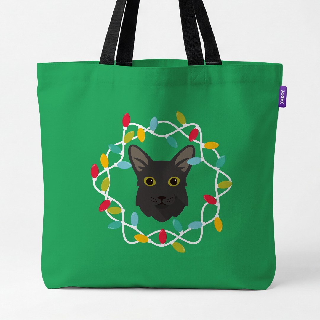 'Christmas Lights' - Personalized {breedCommonName} Canvas Bag