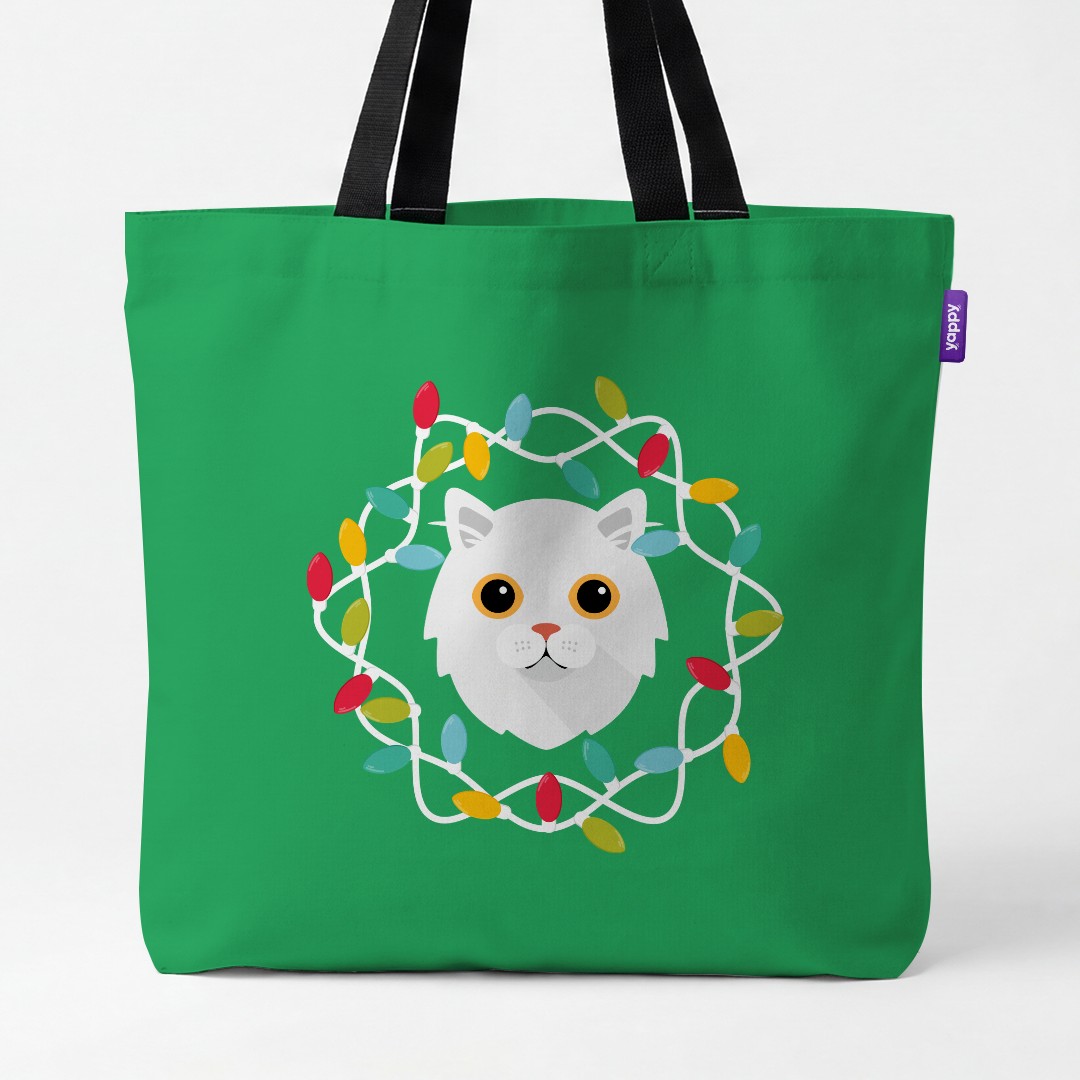 'Christmas Lights' - Personalised {breedCommonName} Canvas Bag