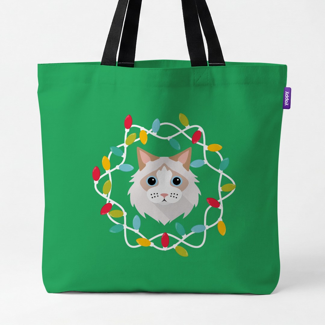'Christmas Lights' - Personalised {breedCommonName} Canvas Bag