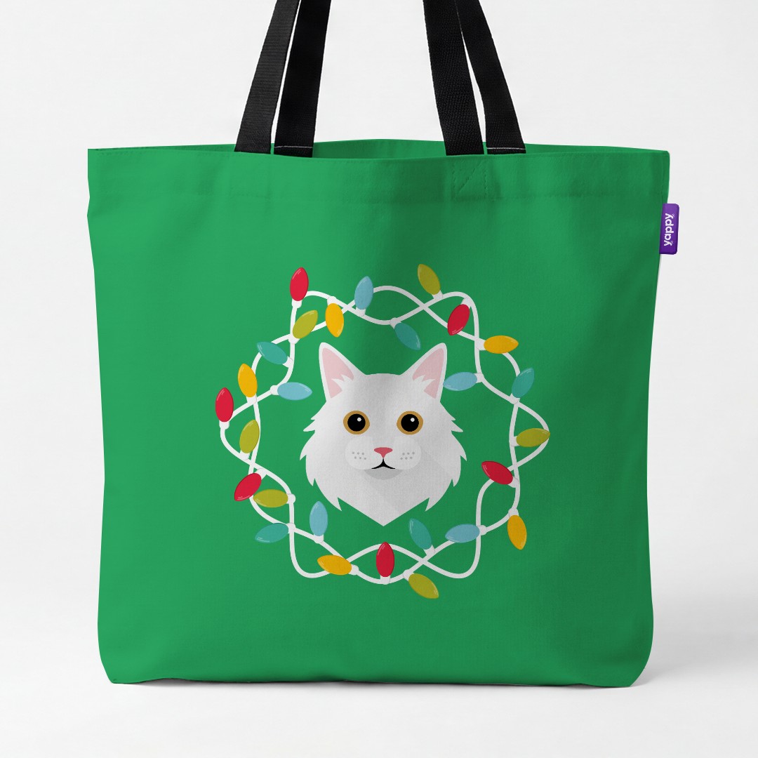 'Christmas Lights' - Personalised {breedCommonName} Canvas Bag