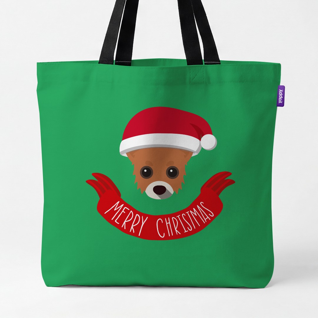 'Merry Christmas Banner' - Personalised {breedCommonName} Canvas Bag