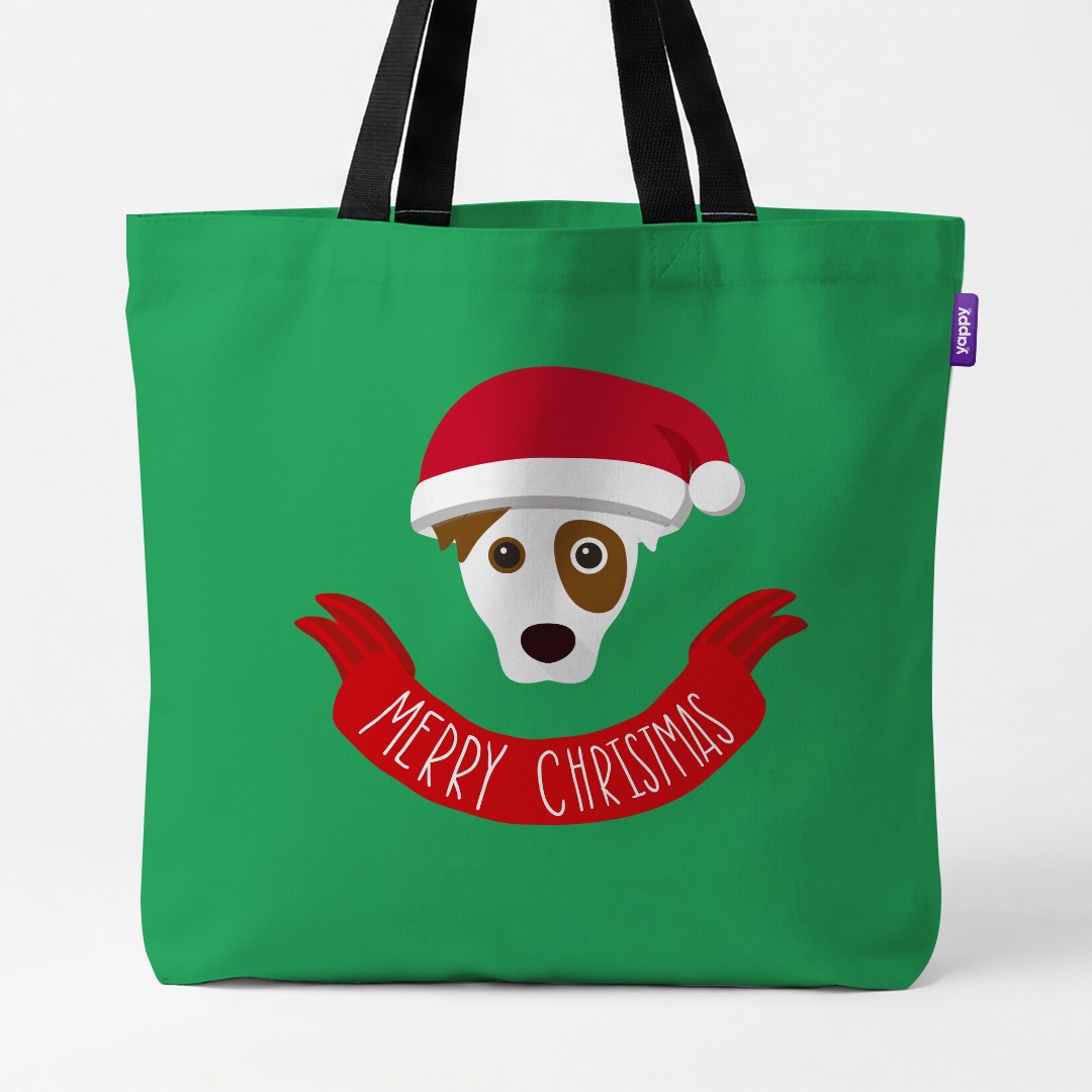 'Merry Christmas Banner' - Personalised {breedCommonName} Canvas Bag