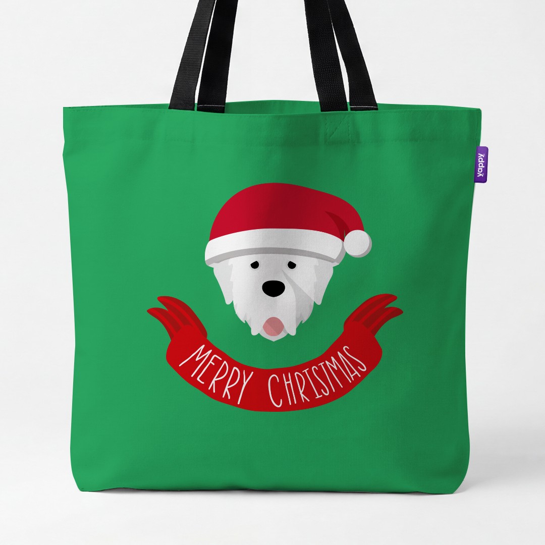 'Merry Christmas Banner' - Personalised {breedCommonName} Canvas Bag