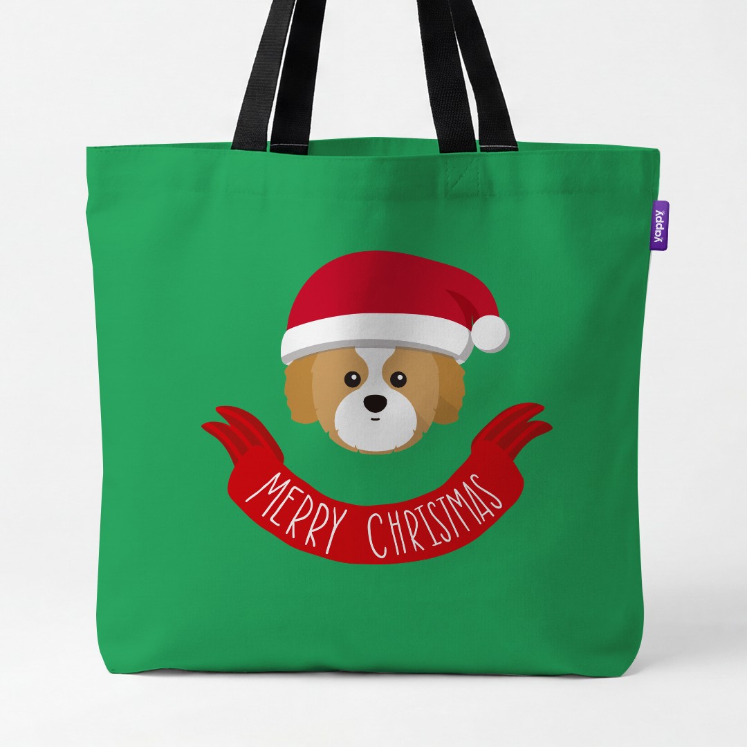 'Merry Christmas Banner' - Personalised {breedCommonName} Canvas Bag