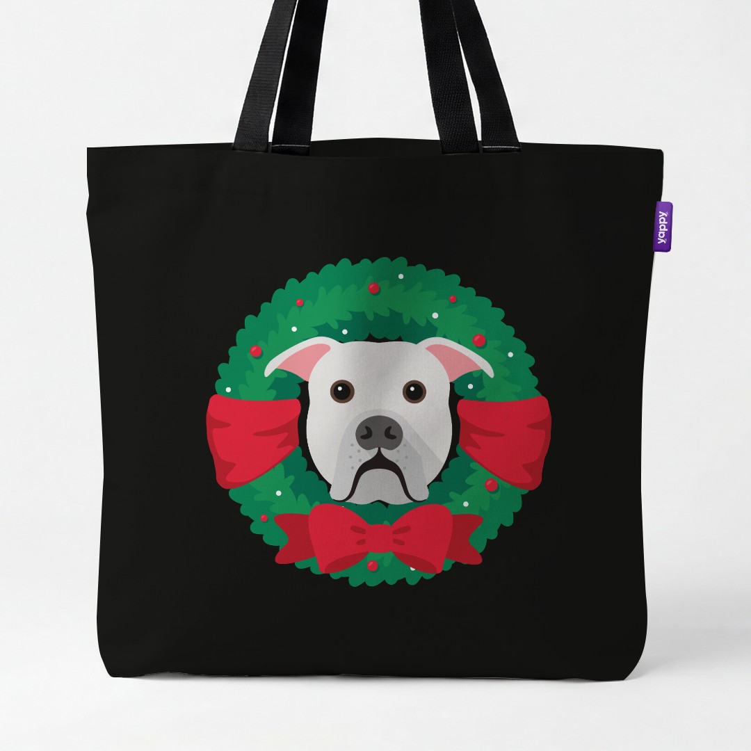 'Festive Wreath' - Personalised {breedCommonName} Canvas Bag