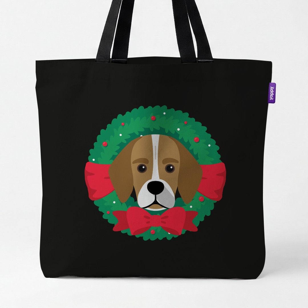 'Festive Wreath' - Personalised {breedCommonName} Canvas Bag
