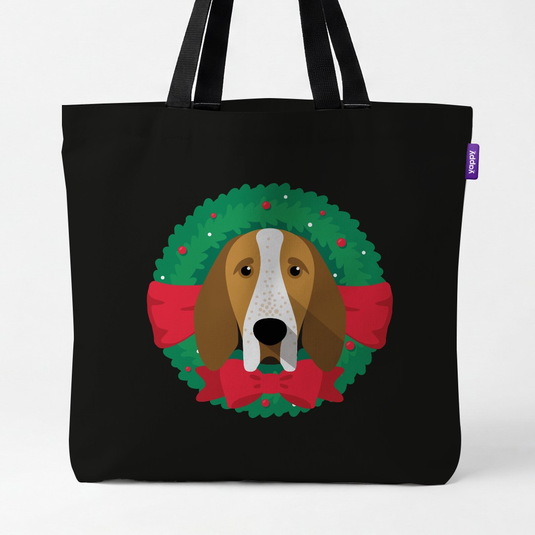 'Festive Wreath' - Personalised {breedCommonName} Canvas Bag