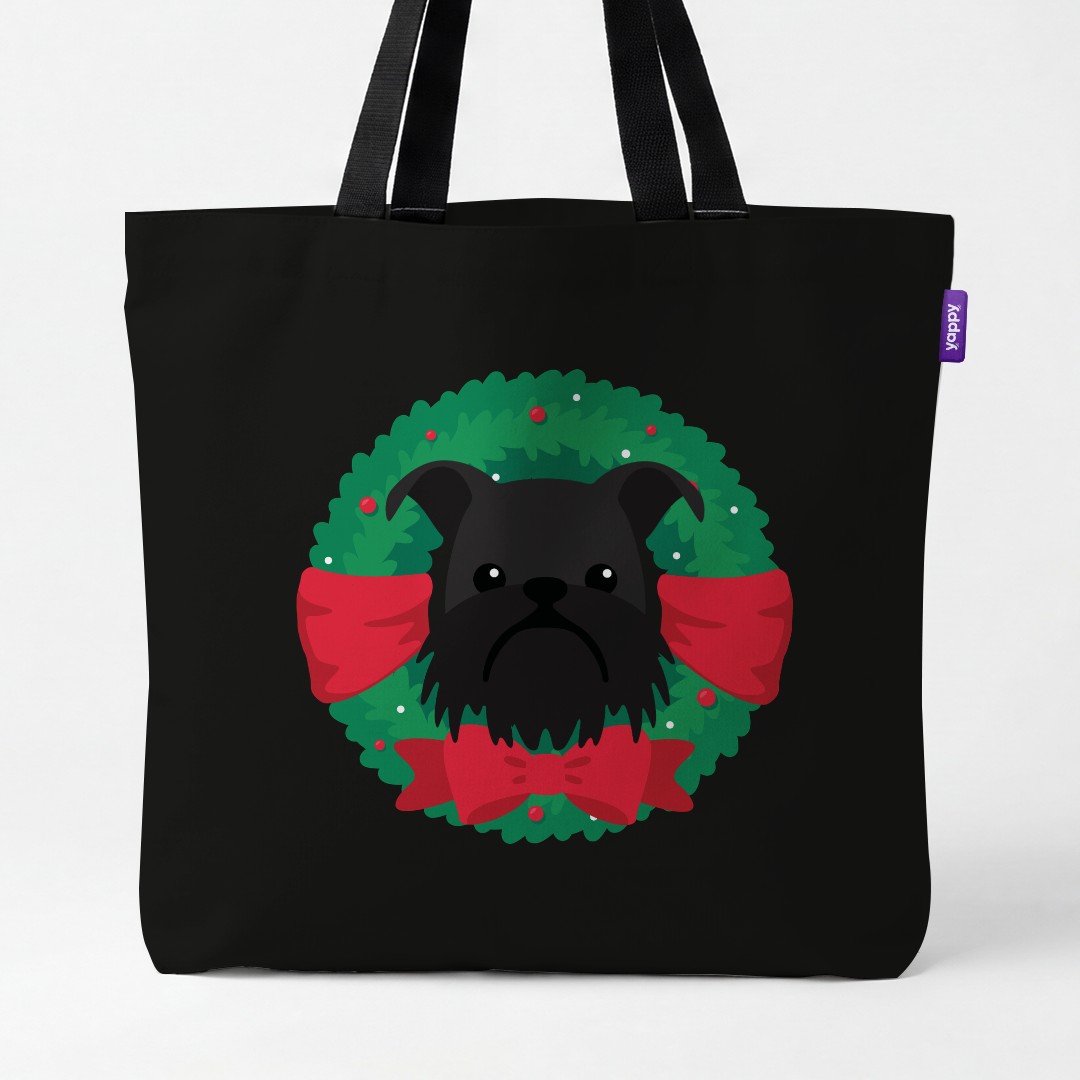 'Festive Wreath' - Personalised {breedCommonName} Canvas Bag