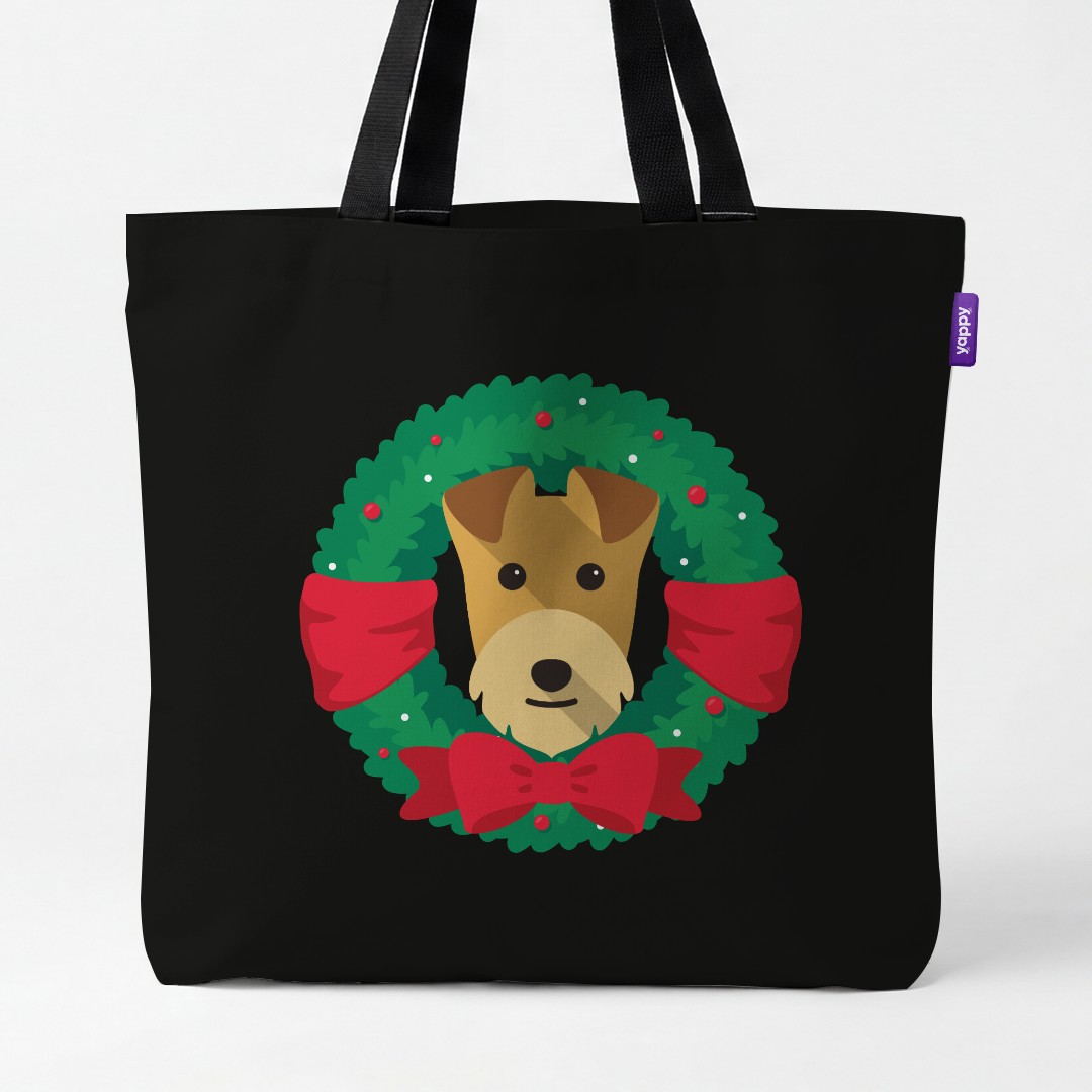'Festive Wreath' - Personalised {breedCommonName} Canvas Bag