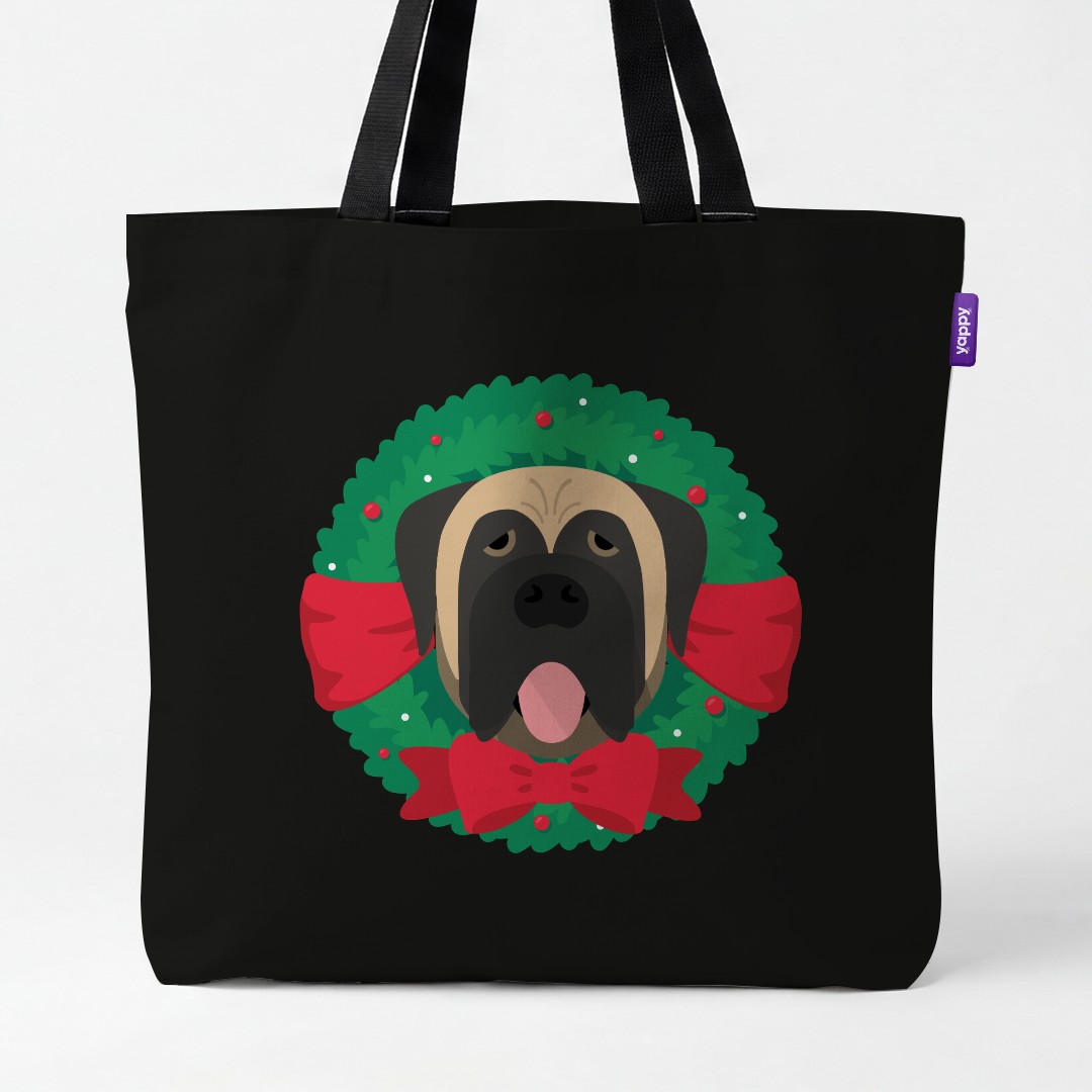 'Festive Wreath' - Personalised {breedCommonName} Canvas Bag