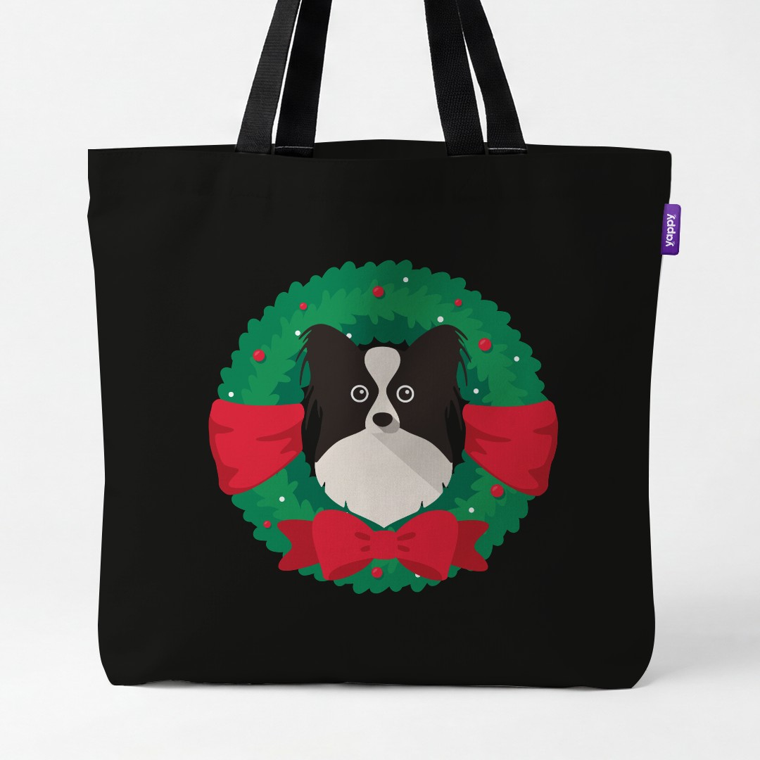 'Festive Wreath' - Personalised {breedCommonName} Canvas Bag