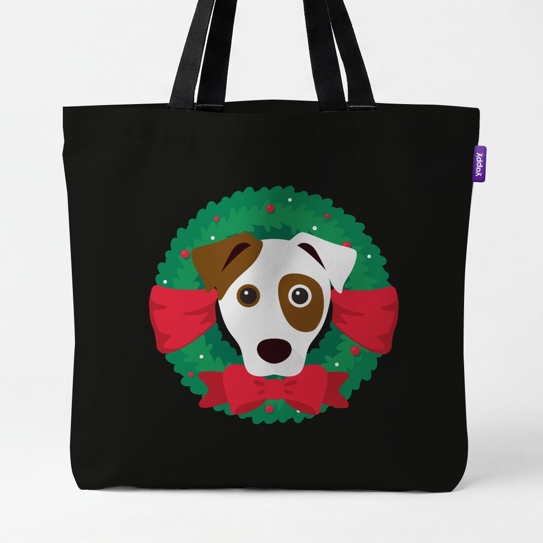 'Festive Wreath' - Personalised {breedCommonName} Canvas Bag