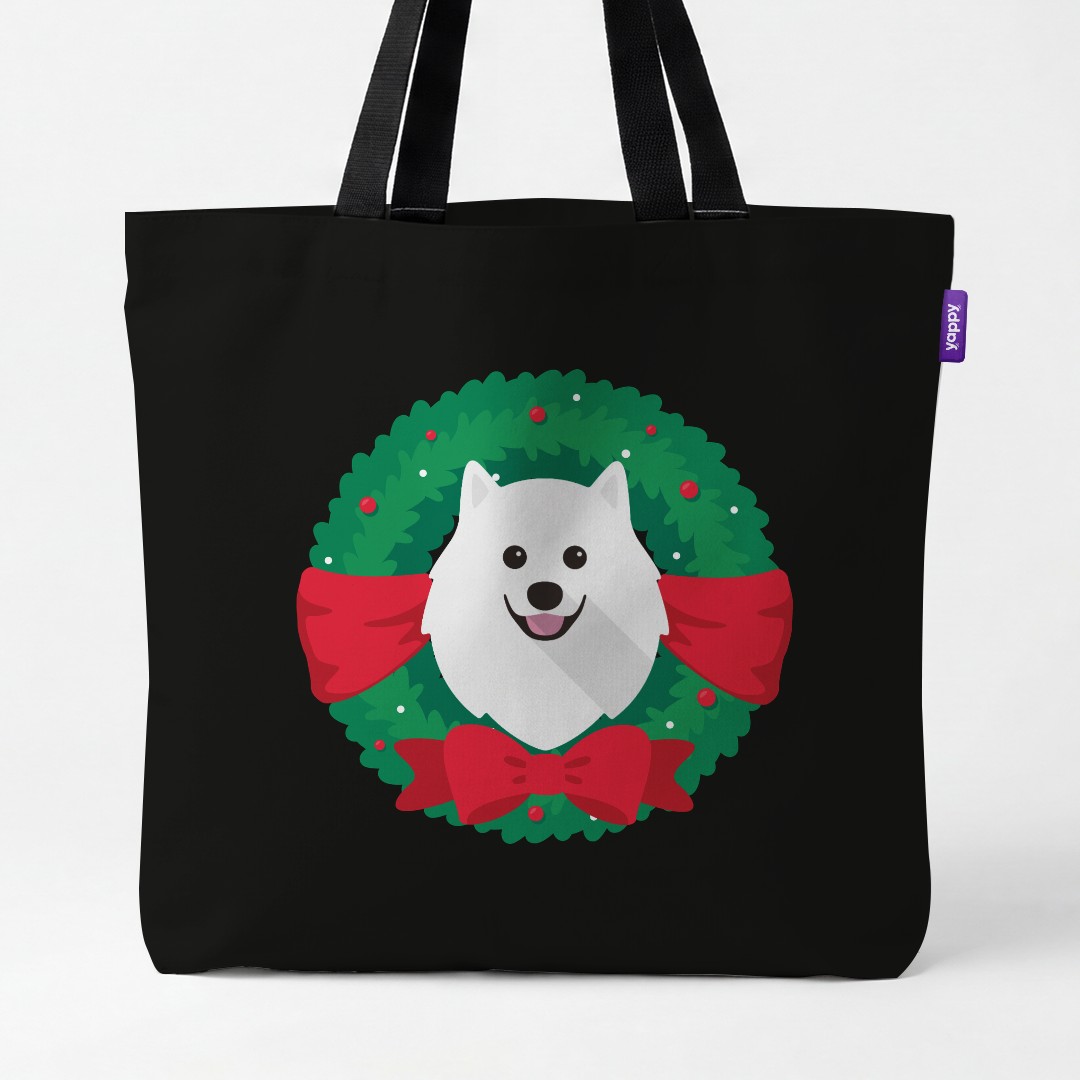 'Festive Wreath' - Personalised {breedCommonName} Canvas Bag