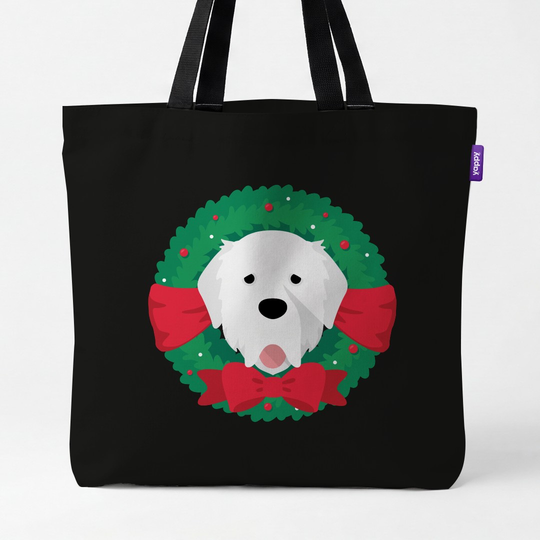 'Festive Wreath' - Personalised {breedCommonName} Canvas Bag
