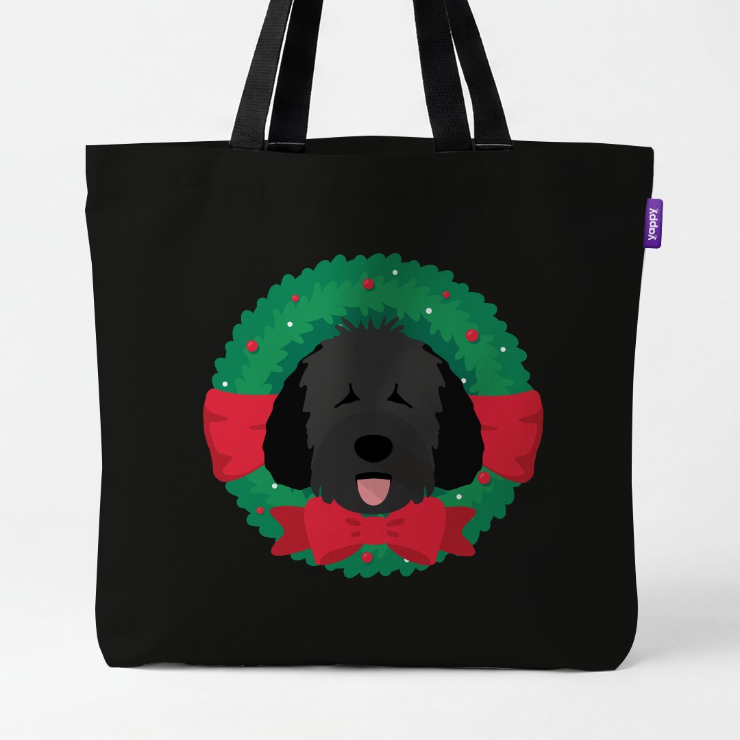 'Festive Wreath' - Personalised {breedCommonName} Canvas Bag