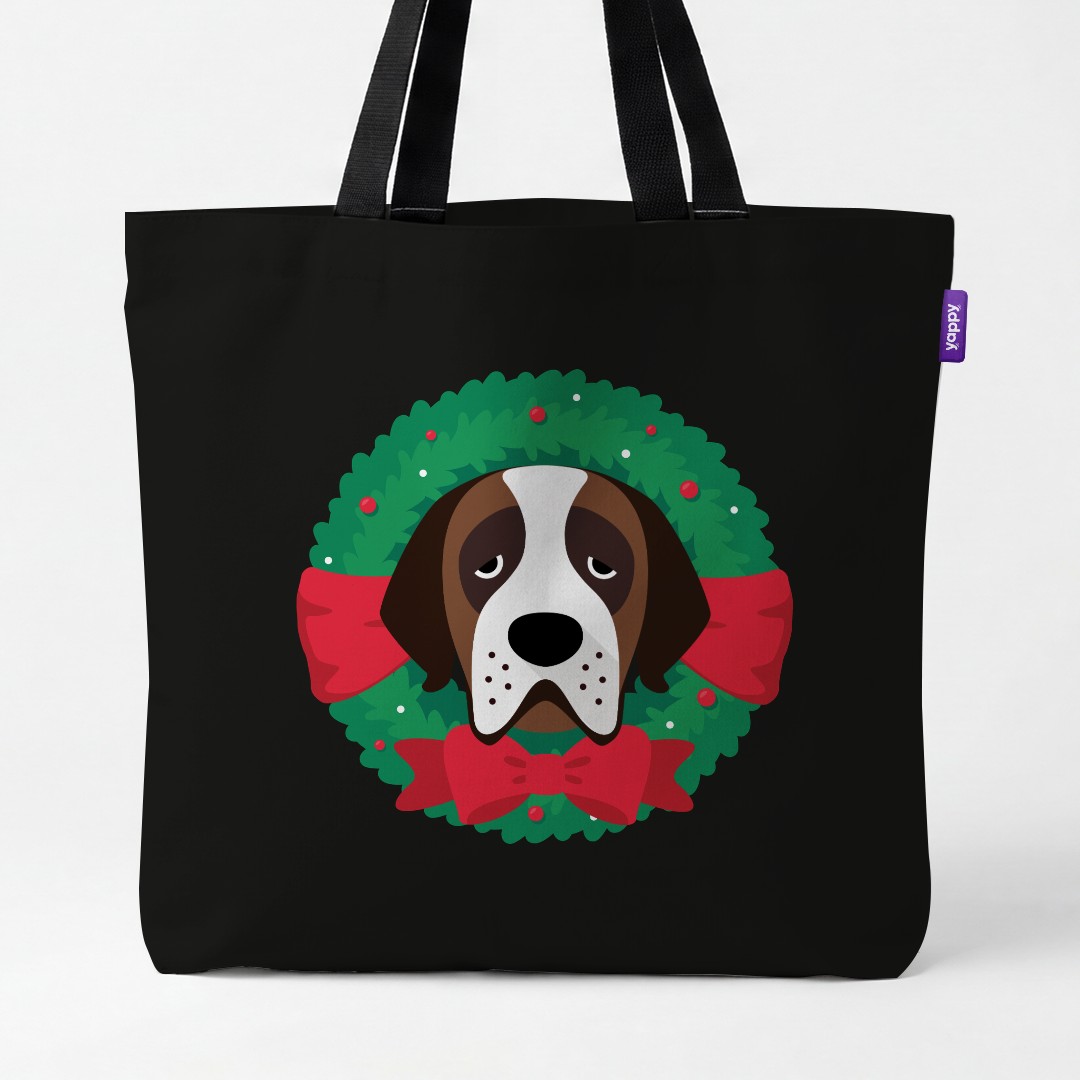'Festive Wreath' - Personalised {breedCommonName} Canvas Bag