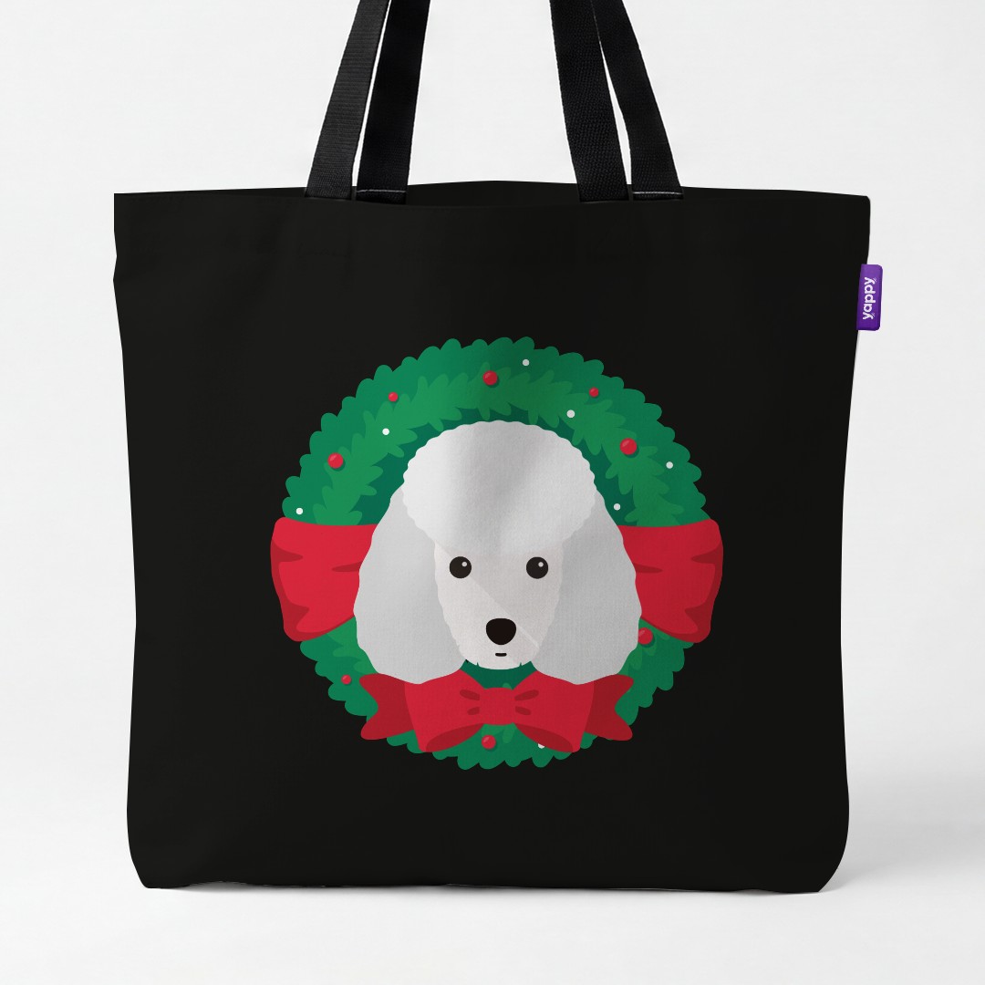 'Festive Wreath' - Personalized {breedCommonName} Canvas Bag