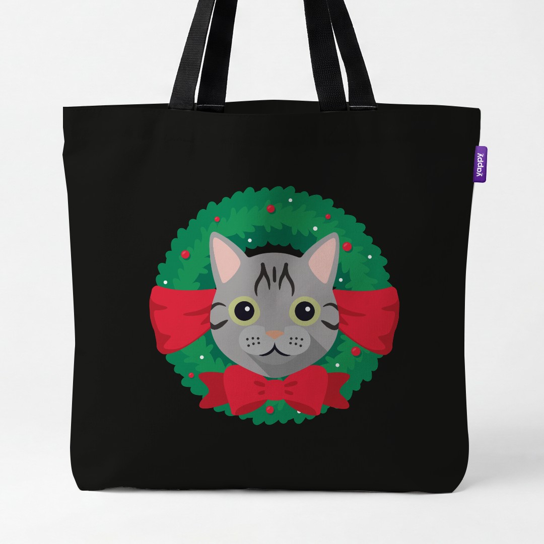 'Festive Wreath' - Personalised {breedCommonName} Canvas Bag