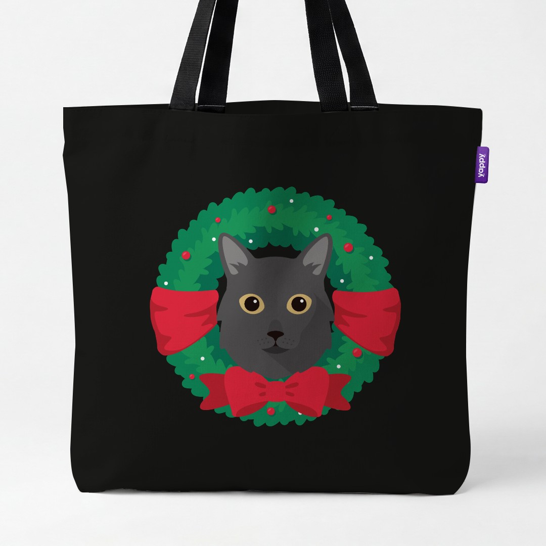 'Festive Wreath' - Personalised {breedCommonName} Canvas Bag