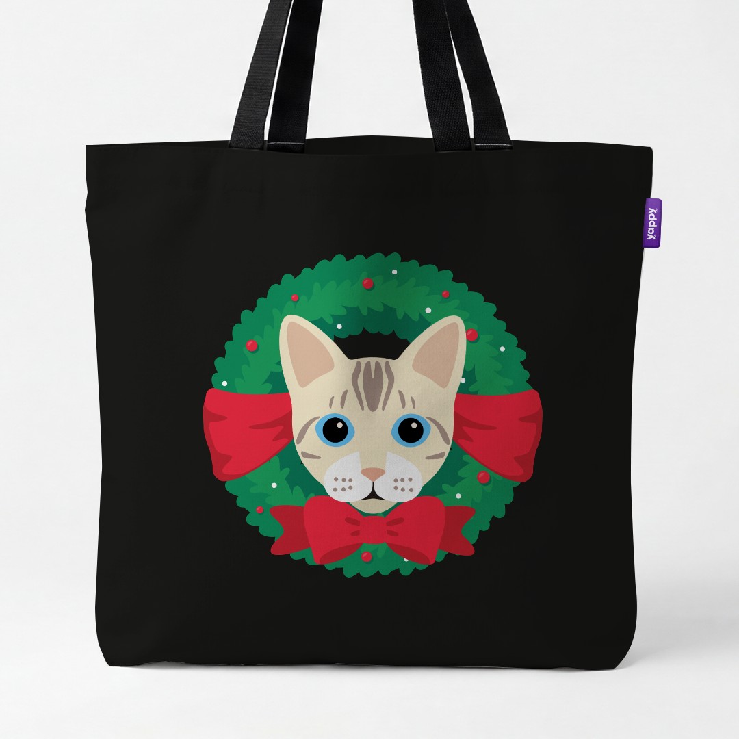 'Festive Wreath' - Personalised {breedCommonName} Canvas Bag