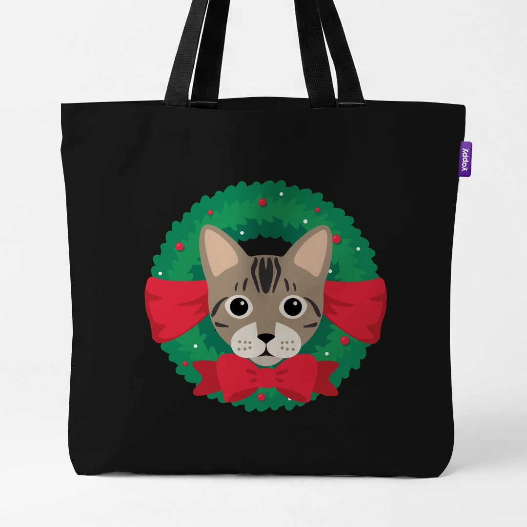 'Festive Wreath' - Personalised {breedCommonName} Canvas Bag