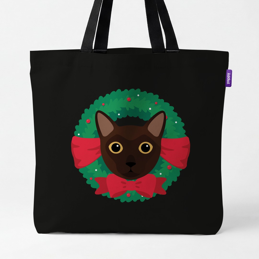 'Festive Wreath' - Personalised {breedCommonName} Canvas Bag