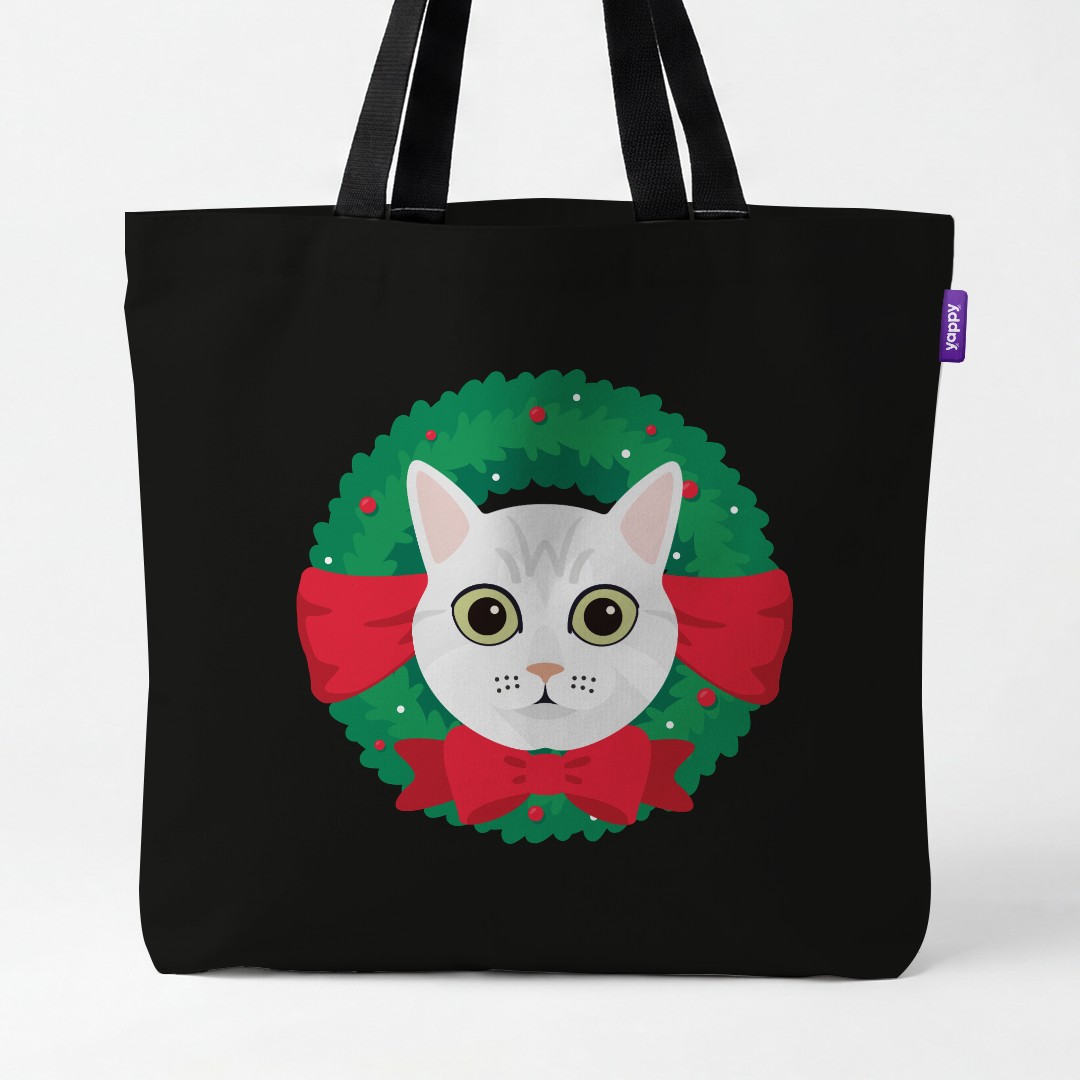 'Festive Wreath' - Personalised {breedCommonName} Canvas Bag