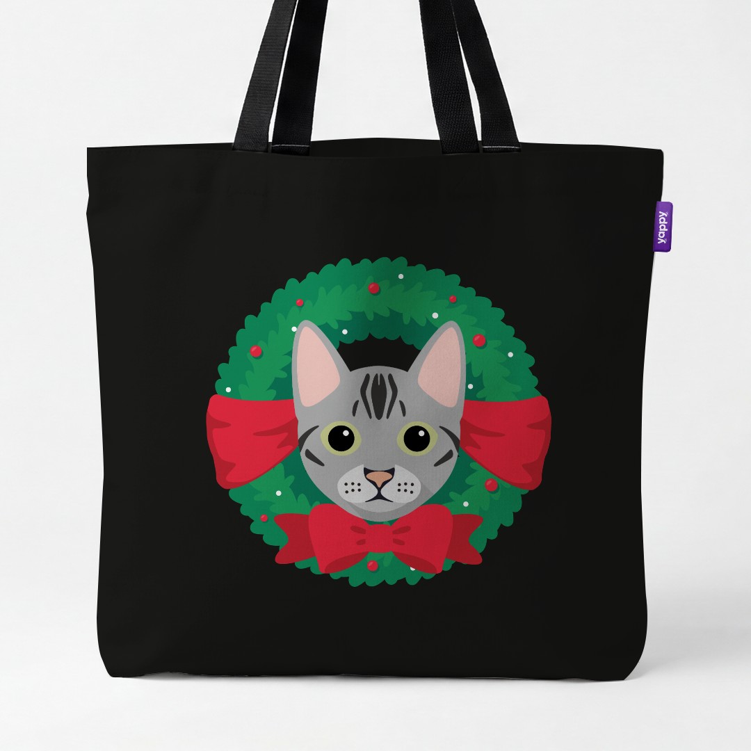 'Festive Wreath' - Personalised {breedCommonName} Canvas Bag