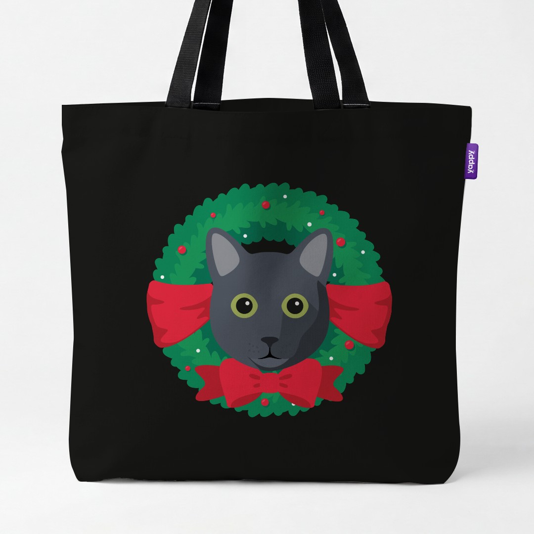 'Festive Wreath' - Personalized {breedCommonName} Canvas Bag