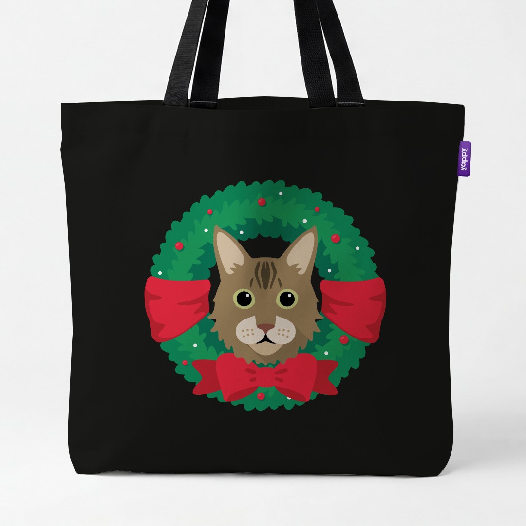 'Festive Wreath' - Personalized {breedCommonName} Canvas Bag