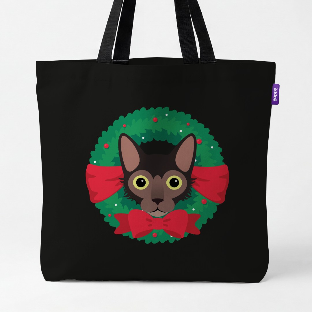 'Festive Wreath' - Personalised {breedCommonName} Canvas Bag