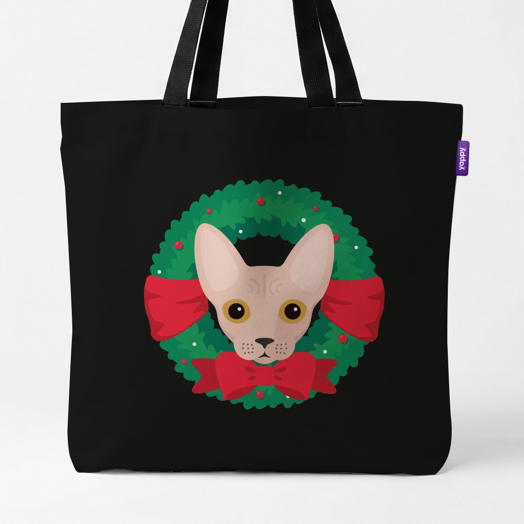 'Festive Wreath' - Personalized {breedCommonName} Canvas Bag