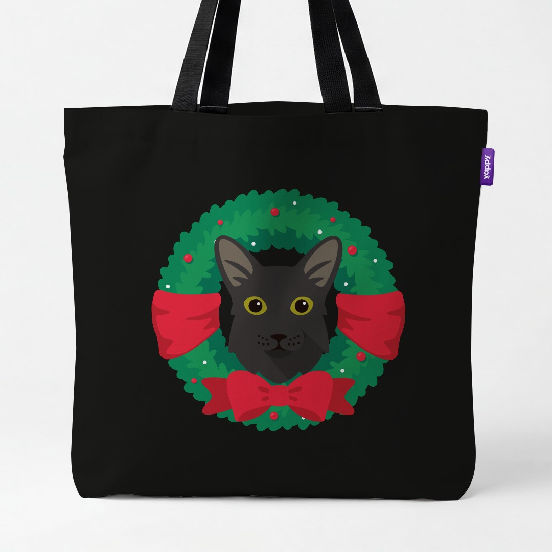 'Festive Wreath' - Personalized {breedCommonName} Canvas Bag