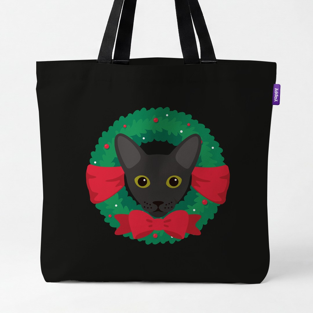 'Festive Wreath' - Personalised {breedCommonName} Canvas Bag